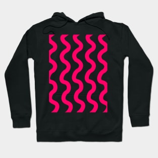 Pink vertical wavy curly lines pattern Hoodie